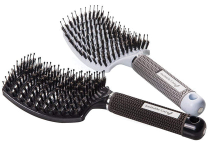 Boar Bristle Hair Brush Set – Curved and Vented for Wet and Dry Detangling Hair Brush for Women Long, Thick, Thin, Curly & Tangled Hair Vent Brush - Stocking Stuffers Gift Kit