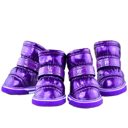 4 Pcs/Sets Winter Dog Shoes for Small Dogs Warm Fleece Puppy Pet Shoes Waterproof Dog Snow Boots Chihuahua Yorkie Teddy Shoes