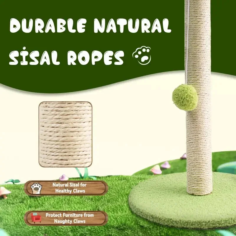 Cat Scratching Post for Kitten Cute Green Leaves Cat Scratching Posts with Sisal Rope Indoor Cats Posts Cat Tree Pet Products